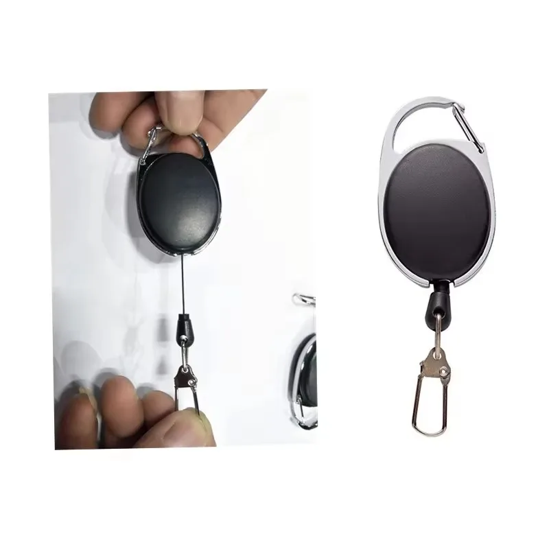 Multifunctional Keychain ID Tag Clip Name Badge Holder Reel for Keys Easy Pull Belt Keyring Cord Badge Reels Recoil Retractable