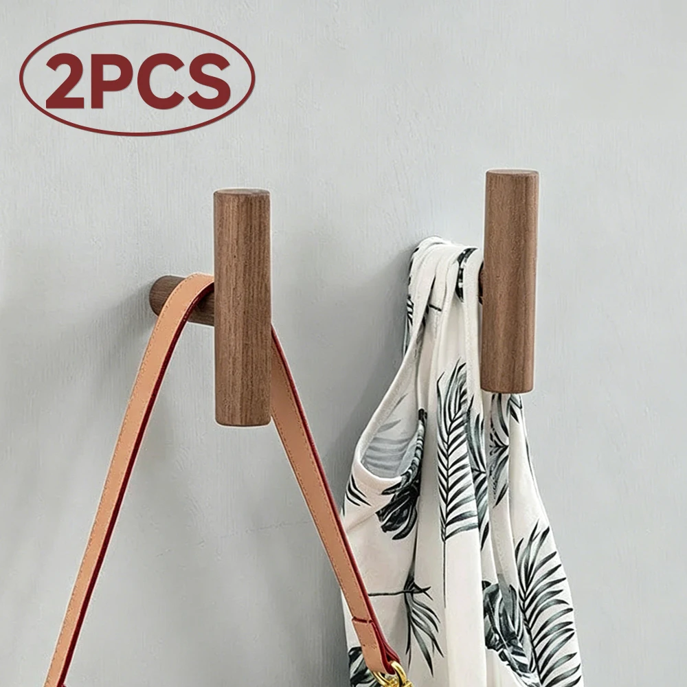 T-Shape Wood Wall Hooks for Hanging Coat Towel Clothes Blanket Hat Backpack Robe Entryway Key Holder Decoration Hook