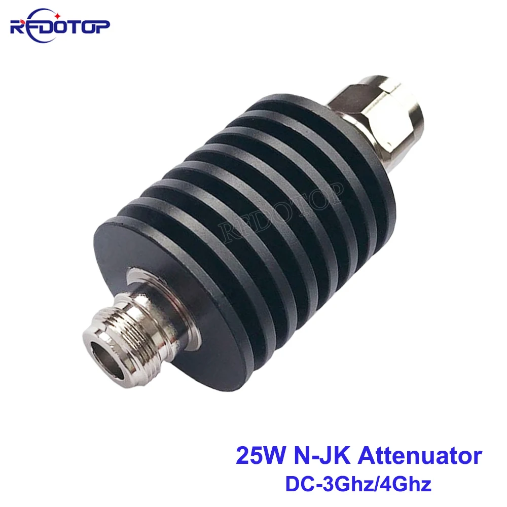 25W N-JK Type Attenuator DC-3Ghz/4Ghz 1/2/3/5/6/10/15/20/30/40/50db N Male Plug to Female Jack RF coaxial Power Connector 50ohm