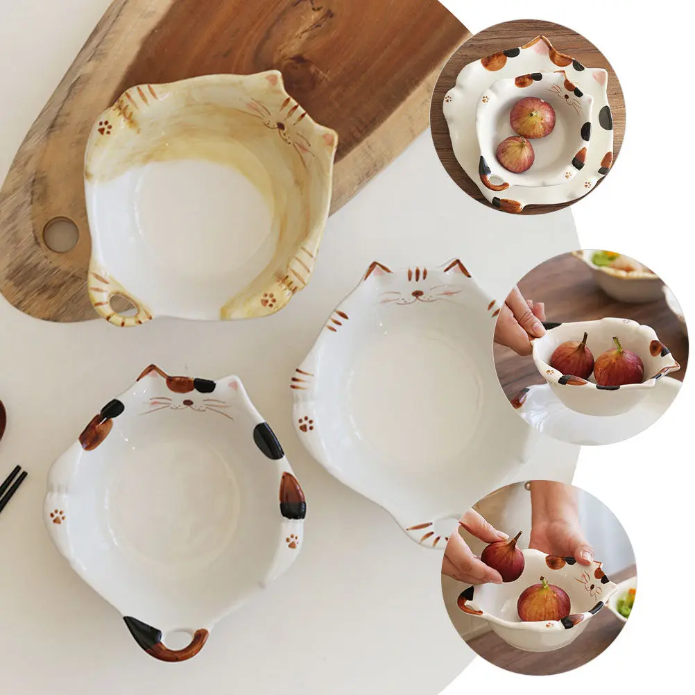 Tazón para Servir Comida para Niños, de Cerámica con Dibujos Animados, Estilo Japonés, para Desayuno, Arroz, Bocadillos, Tazón para Sopa de Fideos Instantáneos para el Hogar