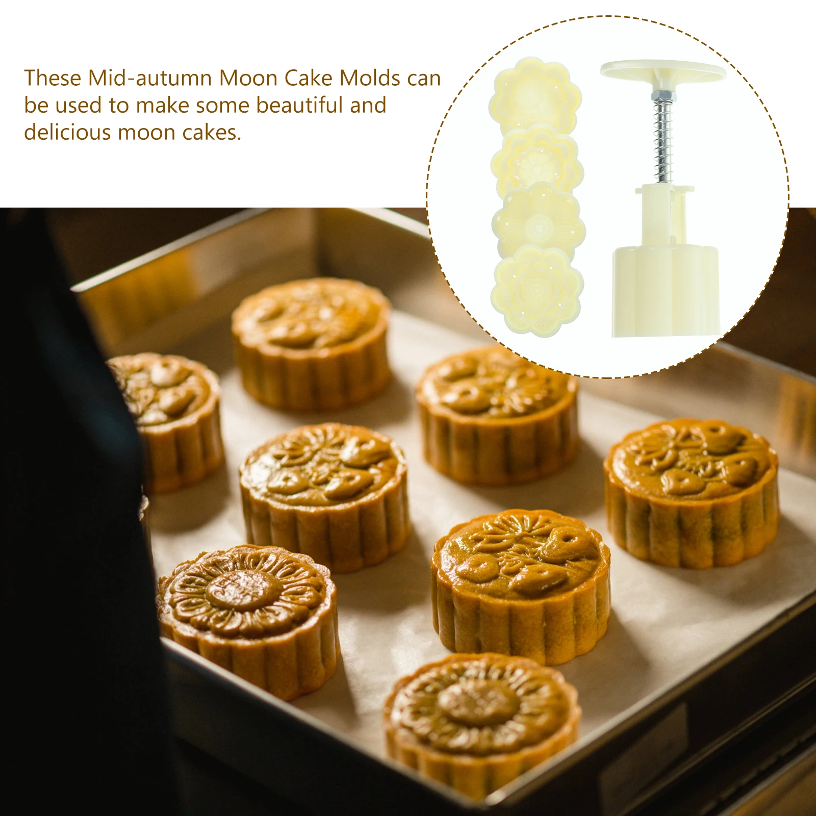 

1 set 1 Set Chinese Style Moon Molds Flower Shaped Baking Tools Diy Mid-Autumn Festival Cake Plastic Mold Kitchen