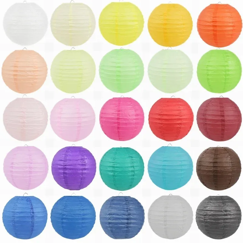 4/6/8/10/12/14/16inch Round Paper Lantern Multicolor Chinese Lanterns Paper Ball Wedding Birthday Party Hanging Home Decoration