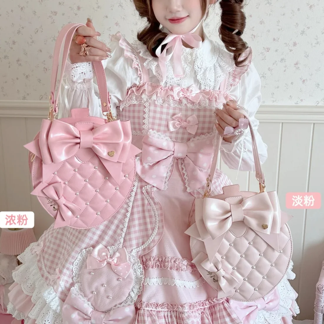 Pearl Strawberry Handbag Sweet Cute Bow Crossbody Bags for Woman Bolsas Bolsos Mujer Princess Bolsa Original Lolita Sac Femme