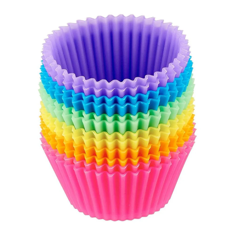 6/12 pçs/set molde de bolo de silicone em forma redonda muffin cupcake moldes de cozimento cozinha cozinhar bakeware fabricante diy ferramentas de decoração do bolo
