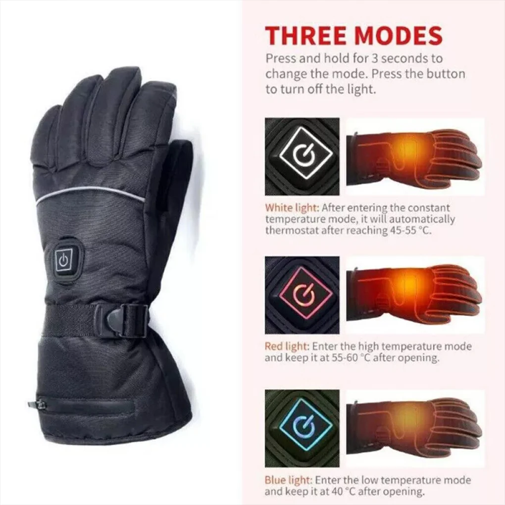 Guantes calefactados eléctricos para motocicleta, guantes calefactables impermeables, recargables, térmicos para Moto de nieve, Invierno