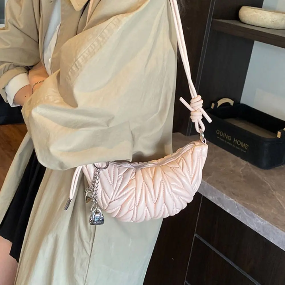 

Crossbody Bag Croissant Shoulder Bag with Pendant Small Pack PU Dumplings Bag Brown Korean Style Punk Style Handbags Students
