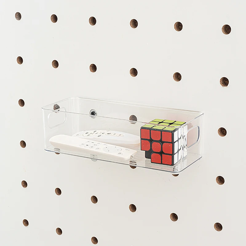Wooden iwood 15mm round hole hole plate accessories acrylic storage box, wall hanging free punching sundries storage