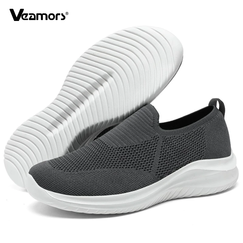 

Men's Slip-on Flat Shoes Knitted Mesh Walking Shoes Lightweight Casual Shoes for Jogging Traveling Soft Soled Loafers Anti-slip