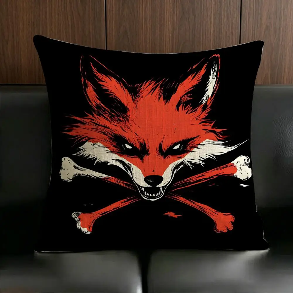 ANIME F-Fox DemonS Cushion Cover Anti-dustmite Pillowcase Invisible zipper silky short plush Sofa cushion cover