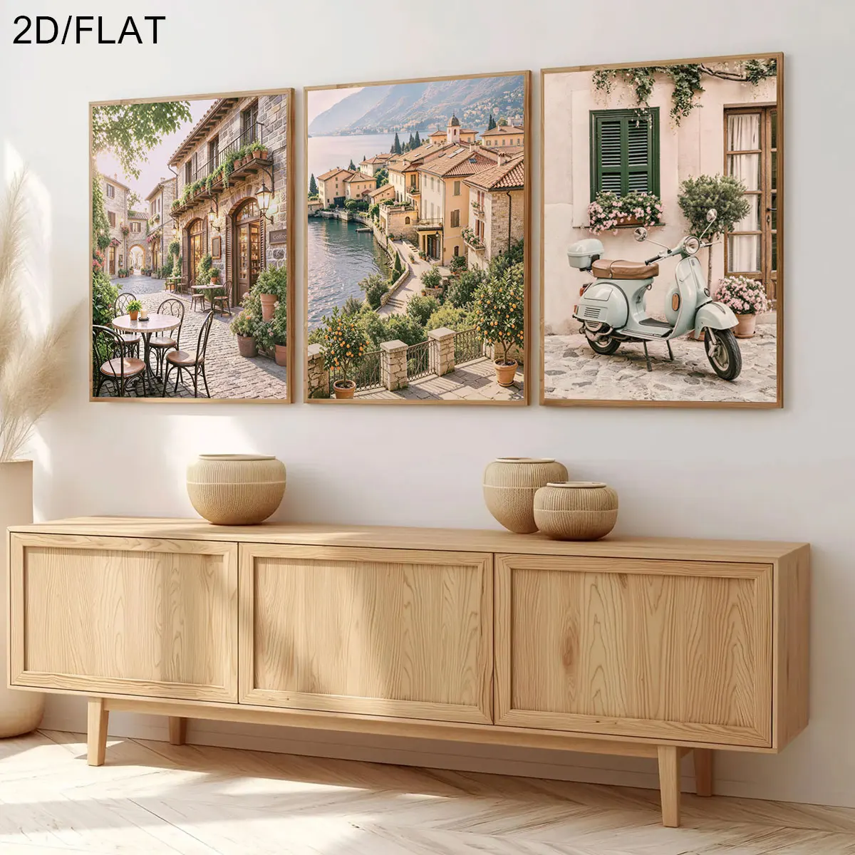 3pcs/Set Modern Neutral Mediterranean Landscape Posters - Unframed Street Posters for Living Room and Bedroom Decorations Gift