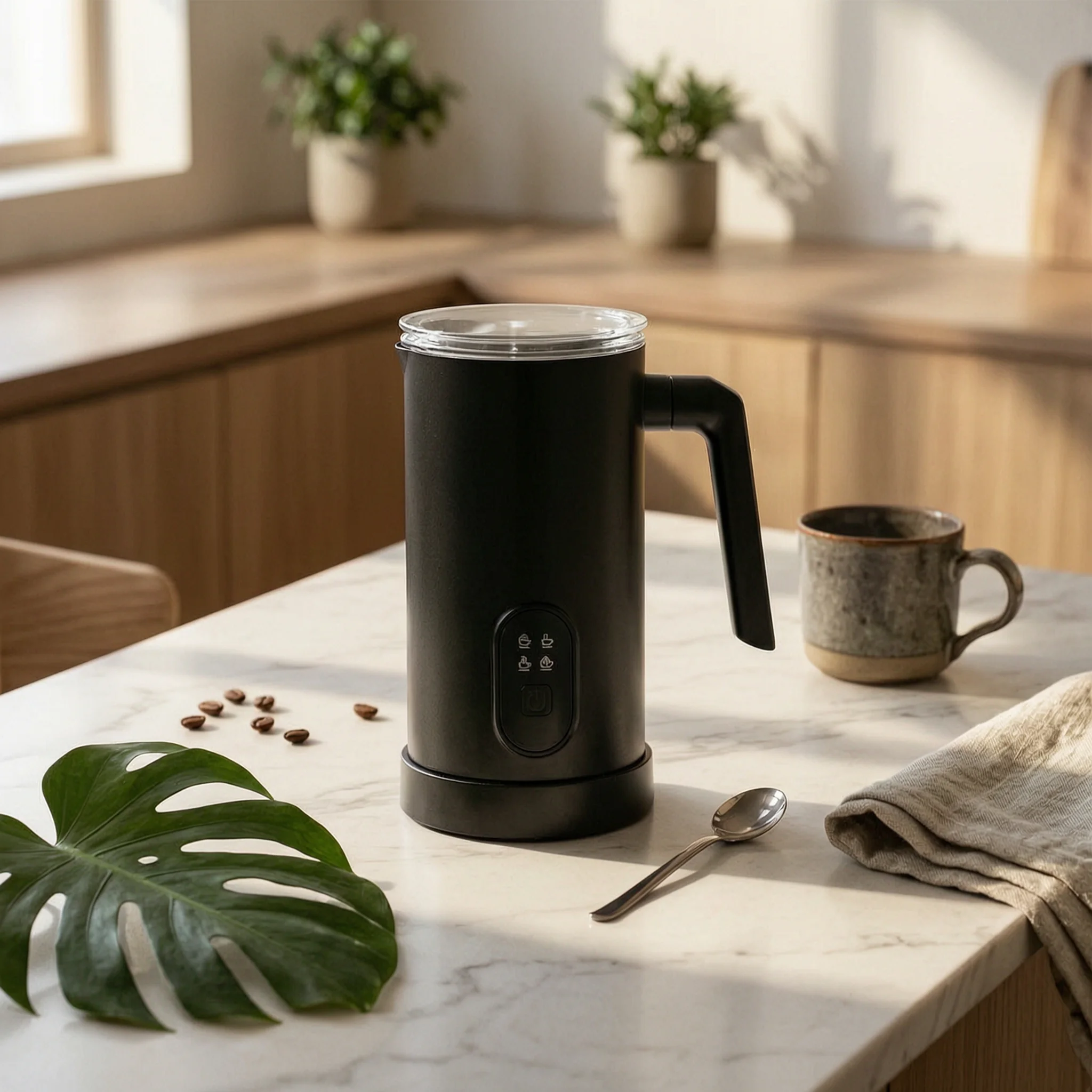 Electric Milk Frother Inductive Milk Frother and Steamer Frothing Machine Automatic Kitchen Appliance 4-in-1 for Coffee Lovers