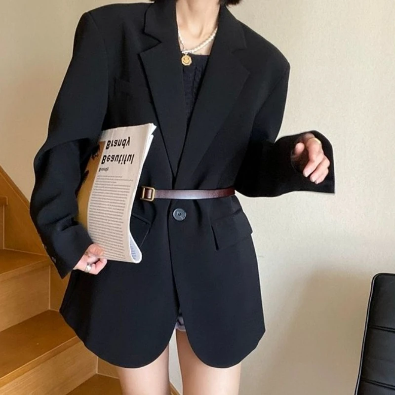 Black Blazer Women Luxury Brands Long Sleeve Spring Autumn Coat Suit Office Ladies Blazer Jacket Chic Loose Women Clothing Trend