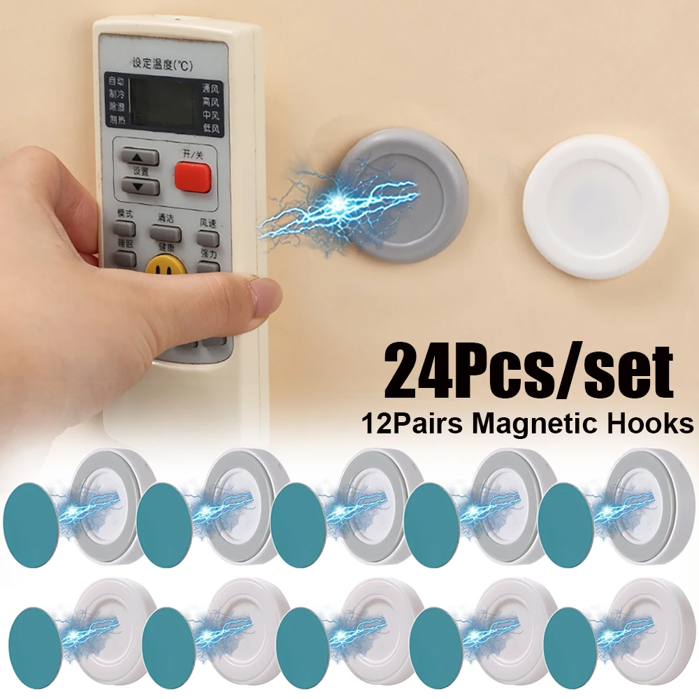 

24Pcs Magnetic Hooks Wall Mount Strong Magnet Holder Hook for Fridge Sticker Remote Control Storage Holder Home Organizer Hooks