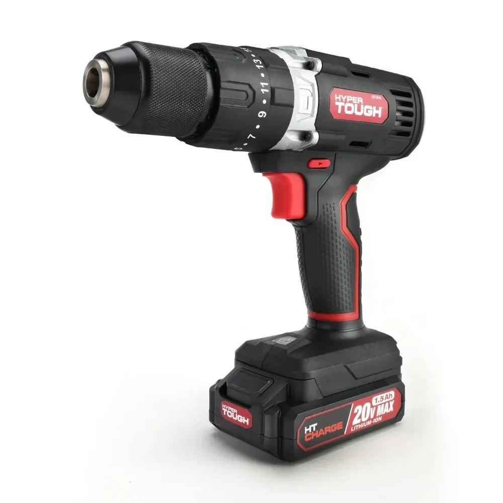 

20V Max Lithium-Ion Cordless Hammer Drill,1/2 inch Chuck,2 Speeds with 1.5Ah Lithium-ion Battery & Charger,Bit Holder &LED Light