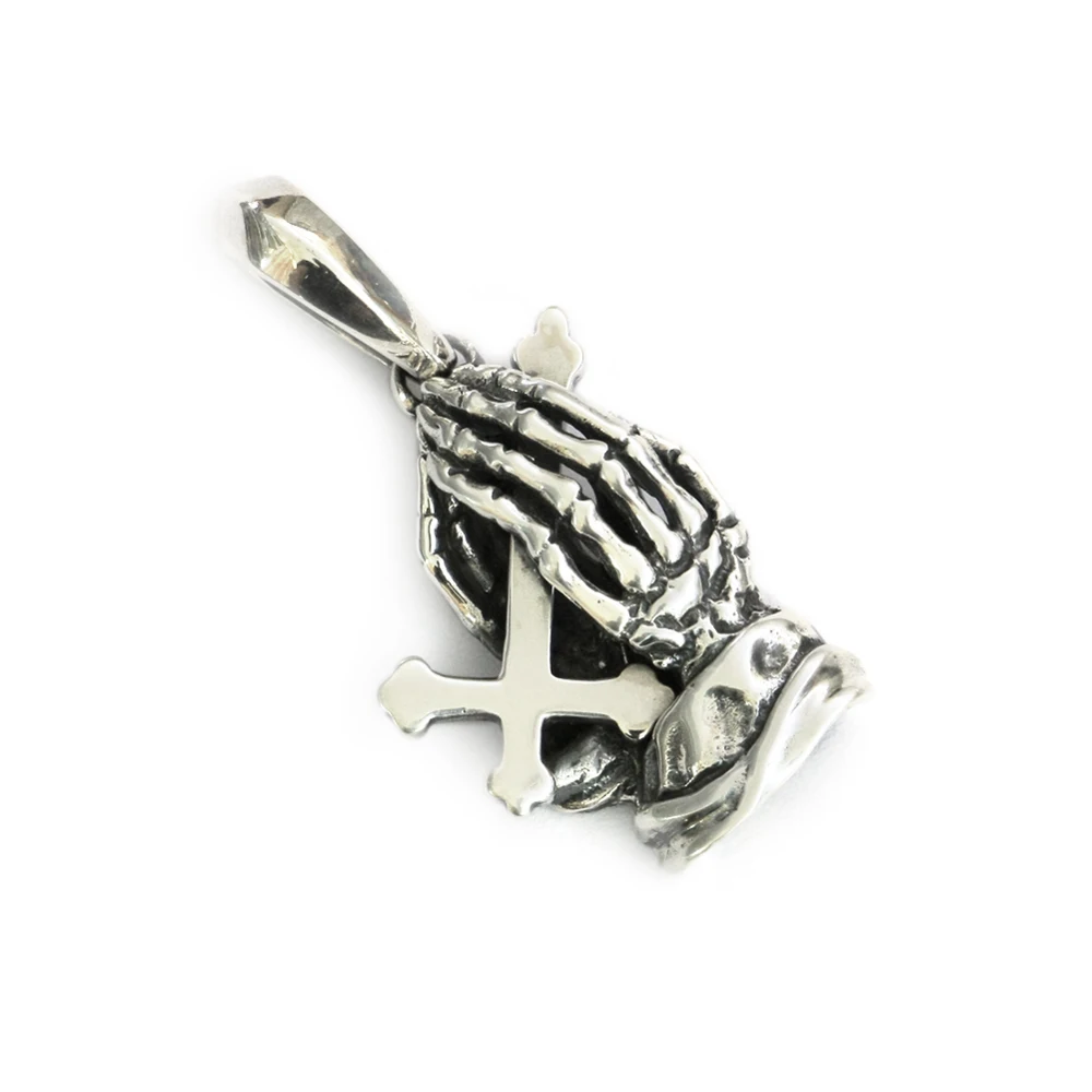 Charms 925 Sterling Silver Cross Praying Pendant TA278 BZ