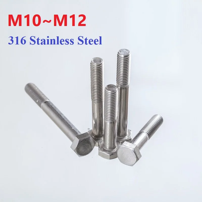 DIN931 Hexagon Head Bolt  M10 M12 Partially Threaded External Hex Head Screw 316 Stainless Steel