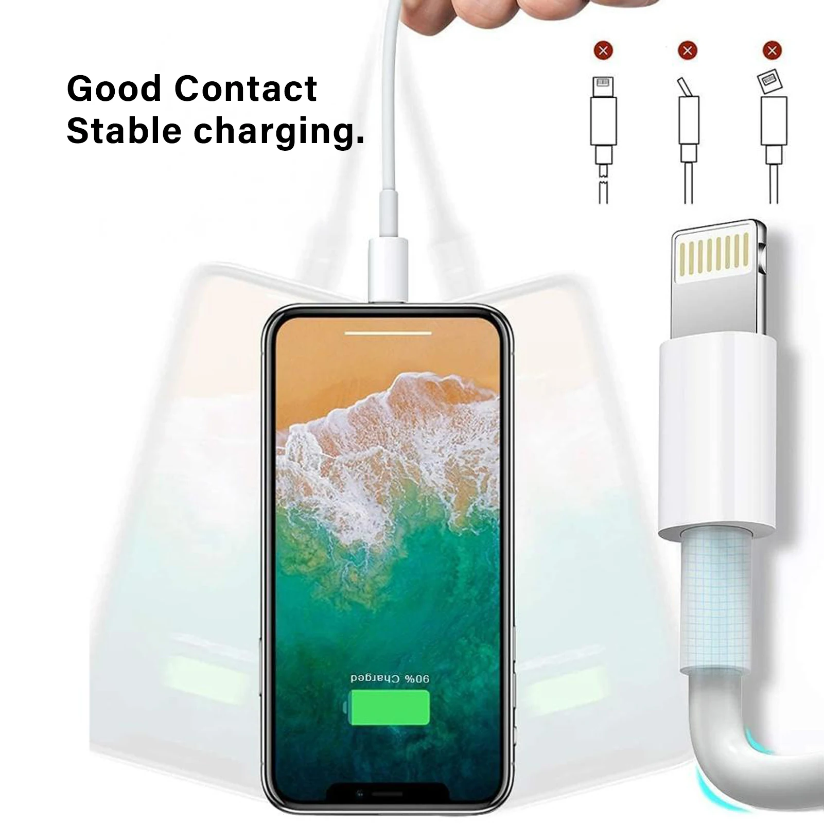 For iPhone 14 13 X cable 1 2 3m USB A For Lightning cable for iPad 12 11 Pro Max XR XS 8 7 6 Plus SE car charging cord 3 5 pack image 5