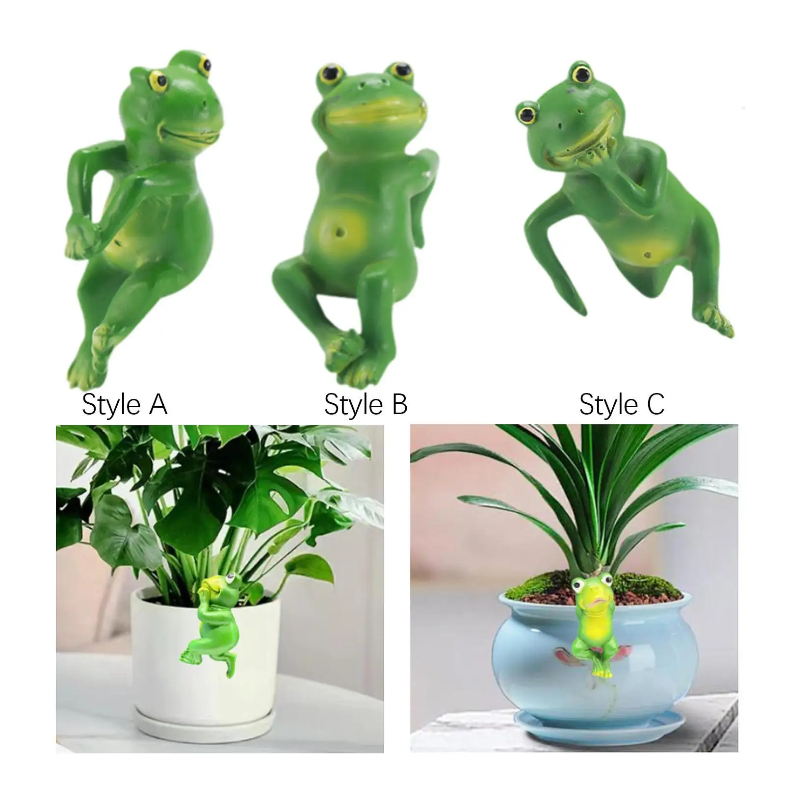 Cute Frog Figurine Simulation Collectible Decorative Hanging Animal Potted Sculpture for Lawn Farmhouse Balcony Patio Backyard