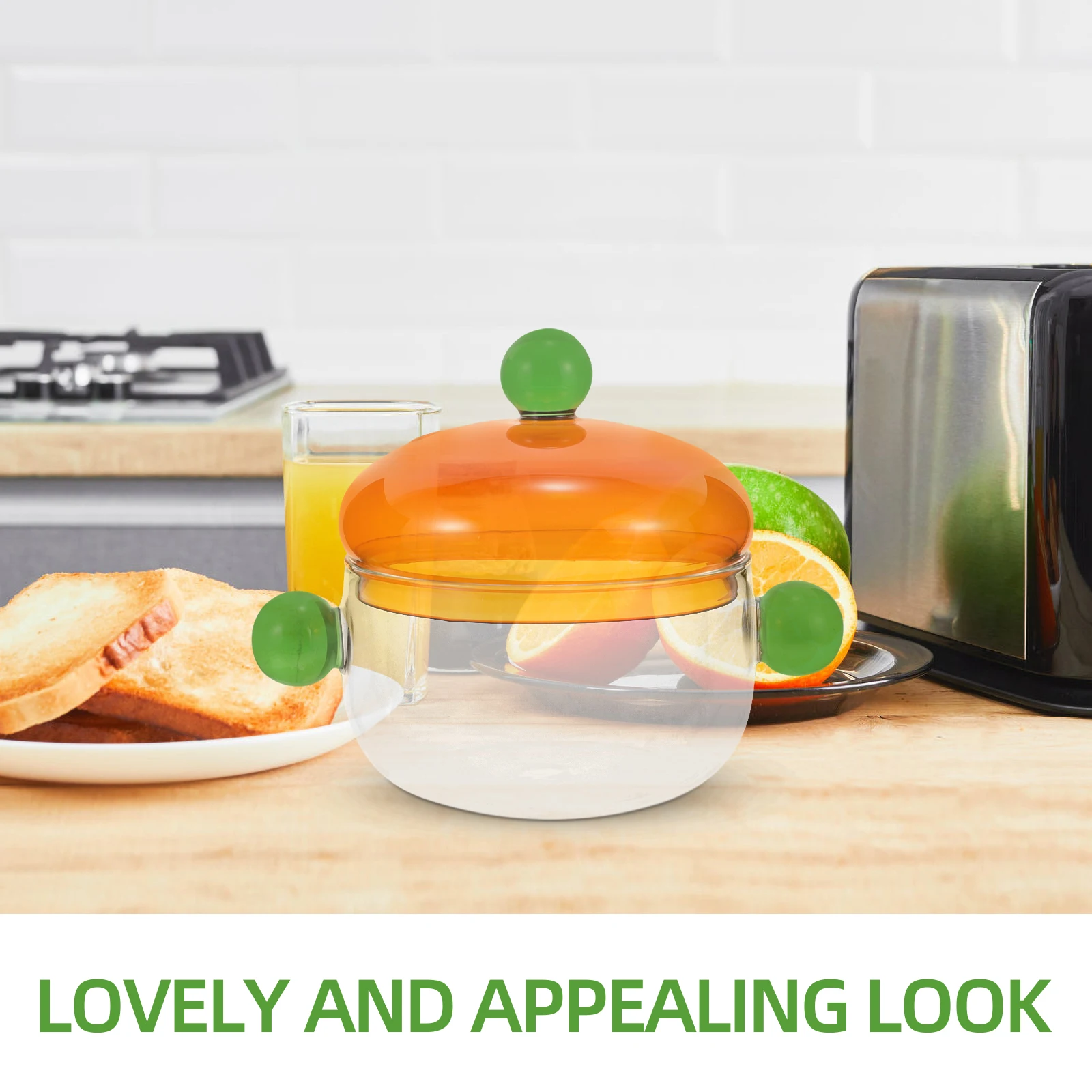 

1Set Glass Soup Pot Clear Instant Noodle Stew Cookware Lid Enhance Cooking Experience Stable Stand Desktop Glass Stew Pot