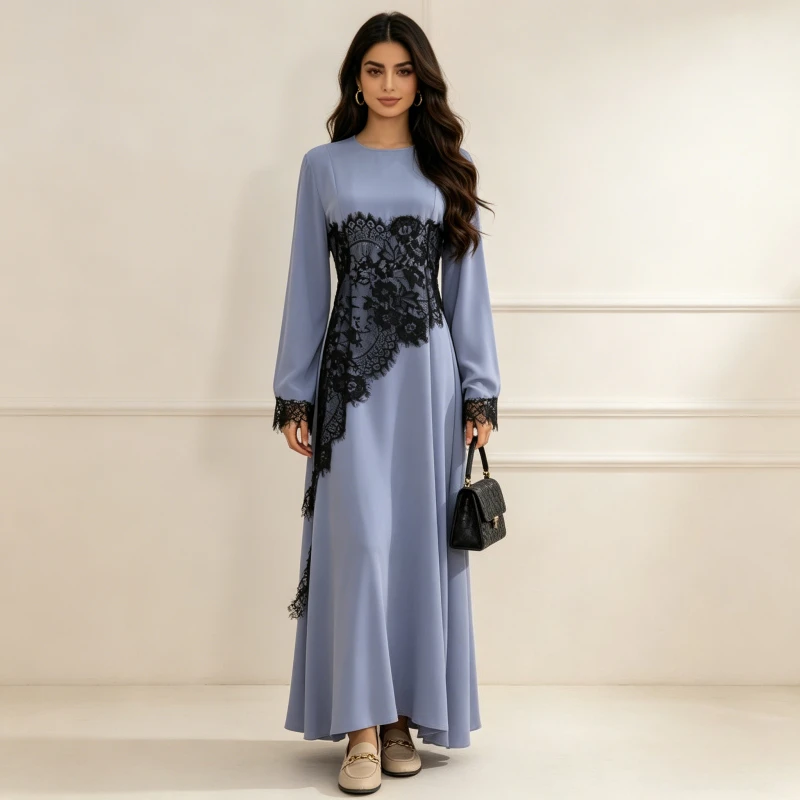 

Abaya Muslim Women Dress lace Jalabiya Morocco Party Dress Abayas Casual Vestidos Largo Robe Moroccan Caftan Ramadan 2026