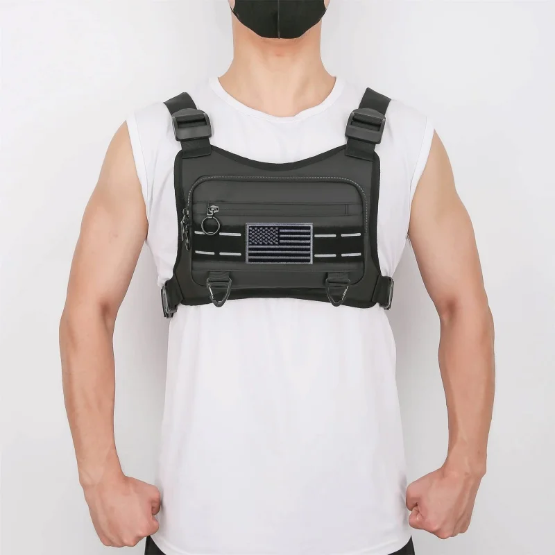 Men's And Women's Tactical Vest Large Capacity Shoulder Running Vest Bag Sports Waterproof Phone Bag Chest Bag