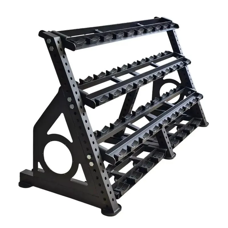for Industrial Grade 4 Layer Adjustable Foldable Dumbbell Rack Heavy Duty Steel Structure Commercial Gym Storage Wholesale