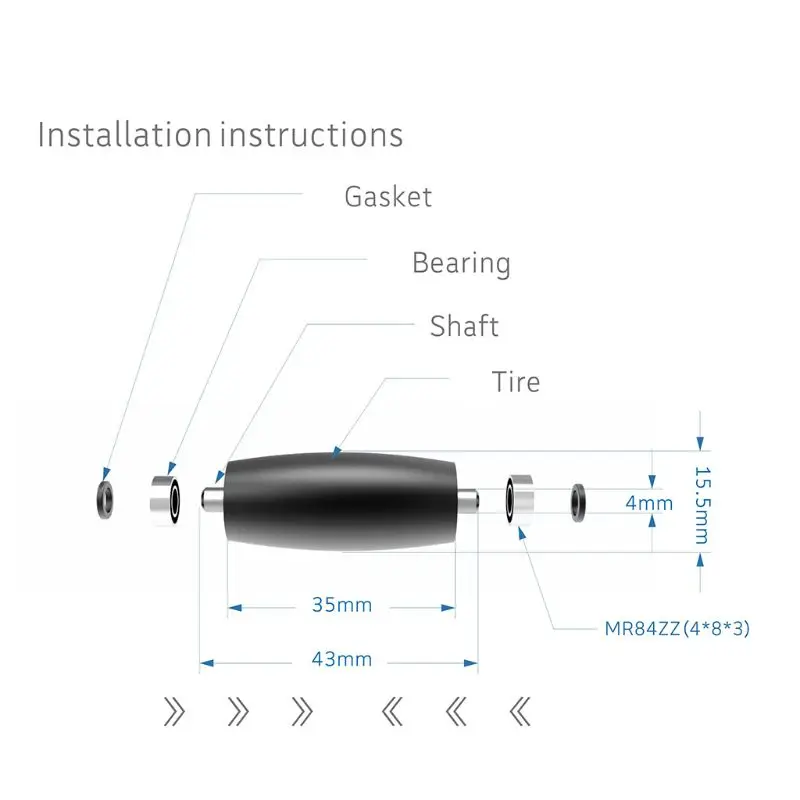 ADWE 1Set Black Glossy Stable Rubber Support Wheel Professional Bearings Nylon Washer Shaft Replacement Parts for RoboMaster