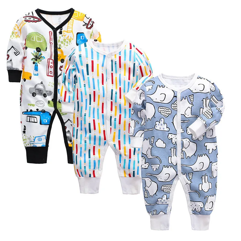 

Baby Zipper Foot Romper Baby Boy Girl Clothes Newborn Onesie Baby Jumpsuit Solid Long-Sleeve Baby Pajamas 0-24Month