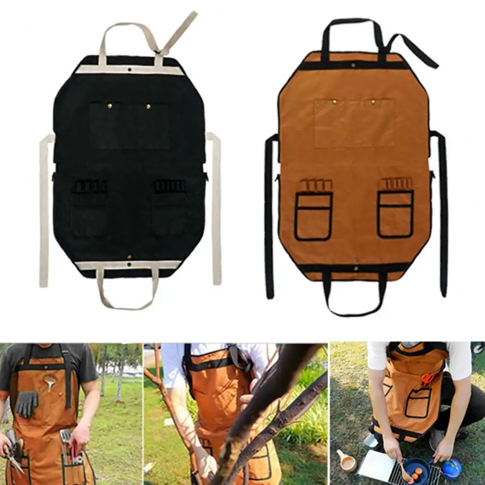 Oxford Cloth Work Tool Apron Foldable Multi Pockets Anti-abrasion Tough Tool Bag Apron for Camping