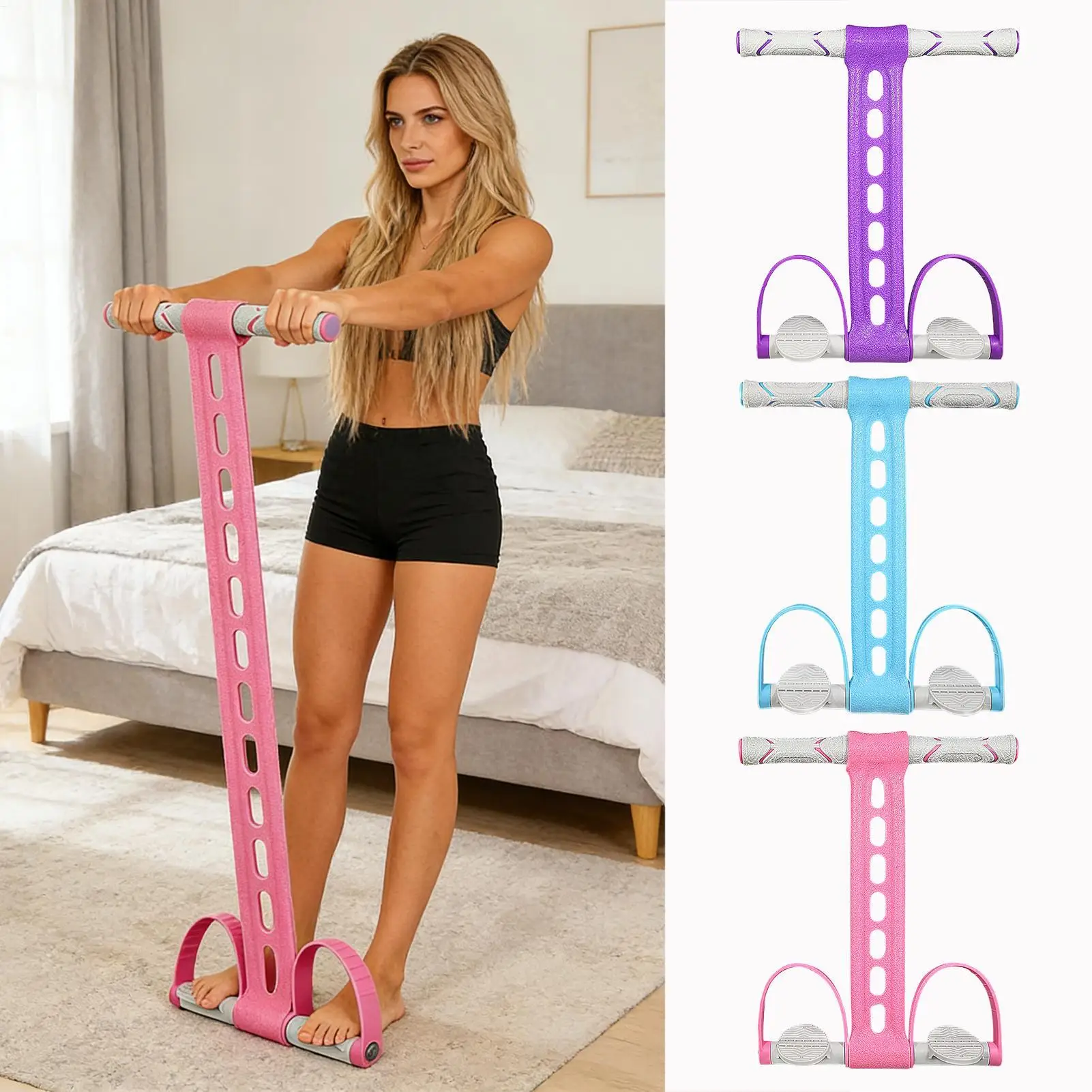 Adjustable Pedal Resistance Band Full Body Workout Strap with Handles for Home Gym, Strength Training Yoga for All Levels