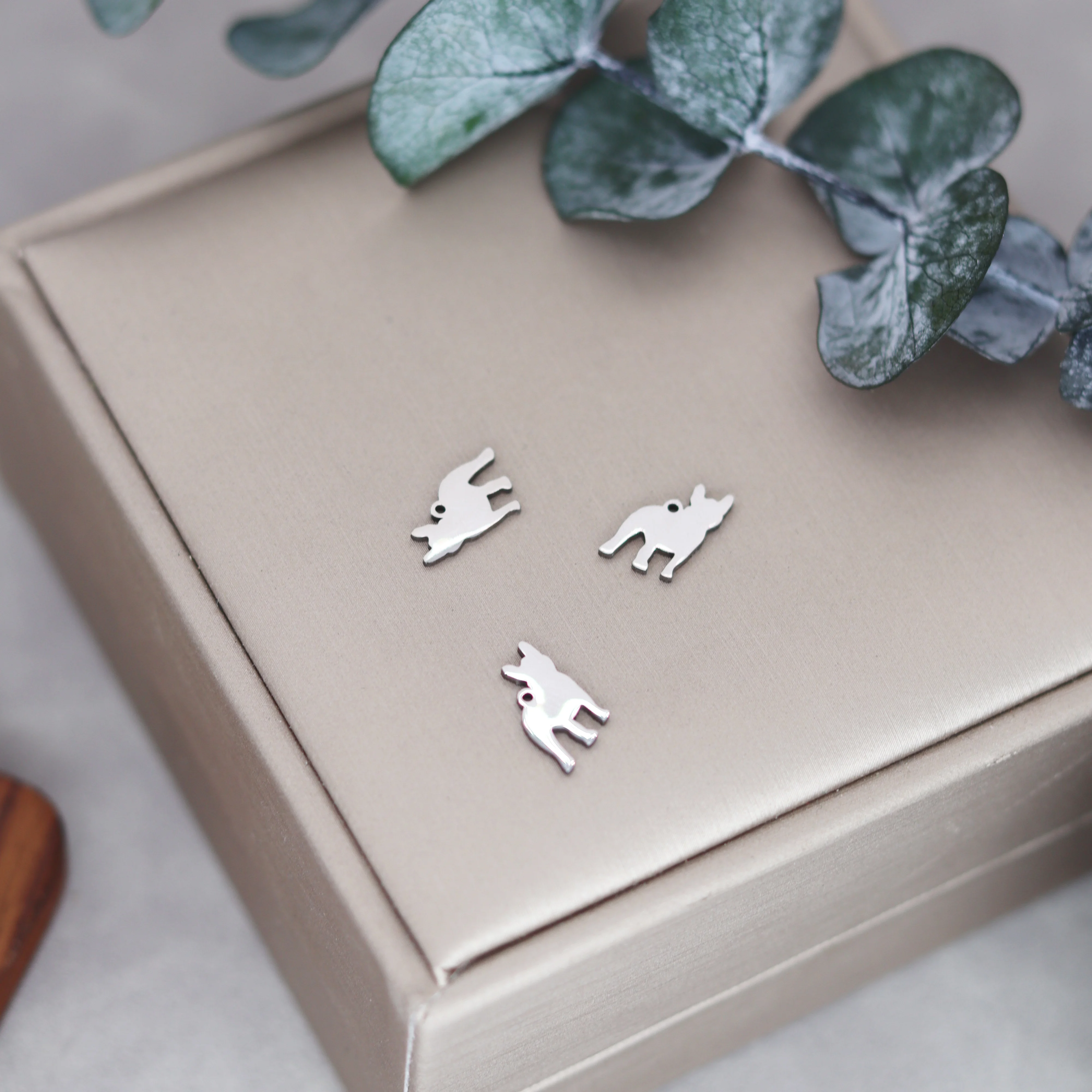 3pcs Kawaii French Bulldog Charms Stainless Steel Pendant Jewelry Making Bracelets Earrings Girl Cute Lucky Dog diy Accessories