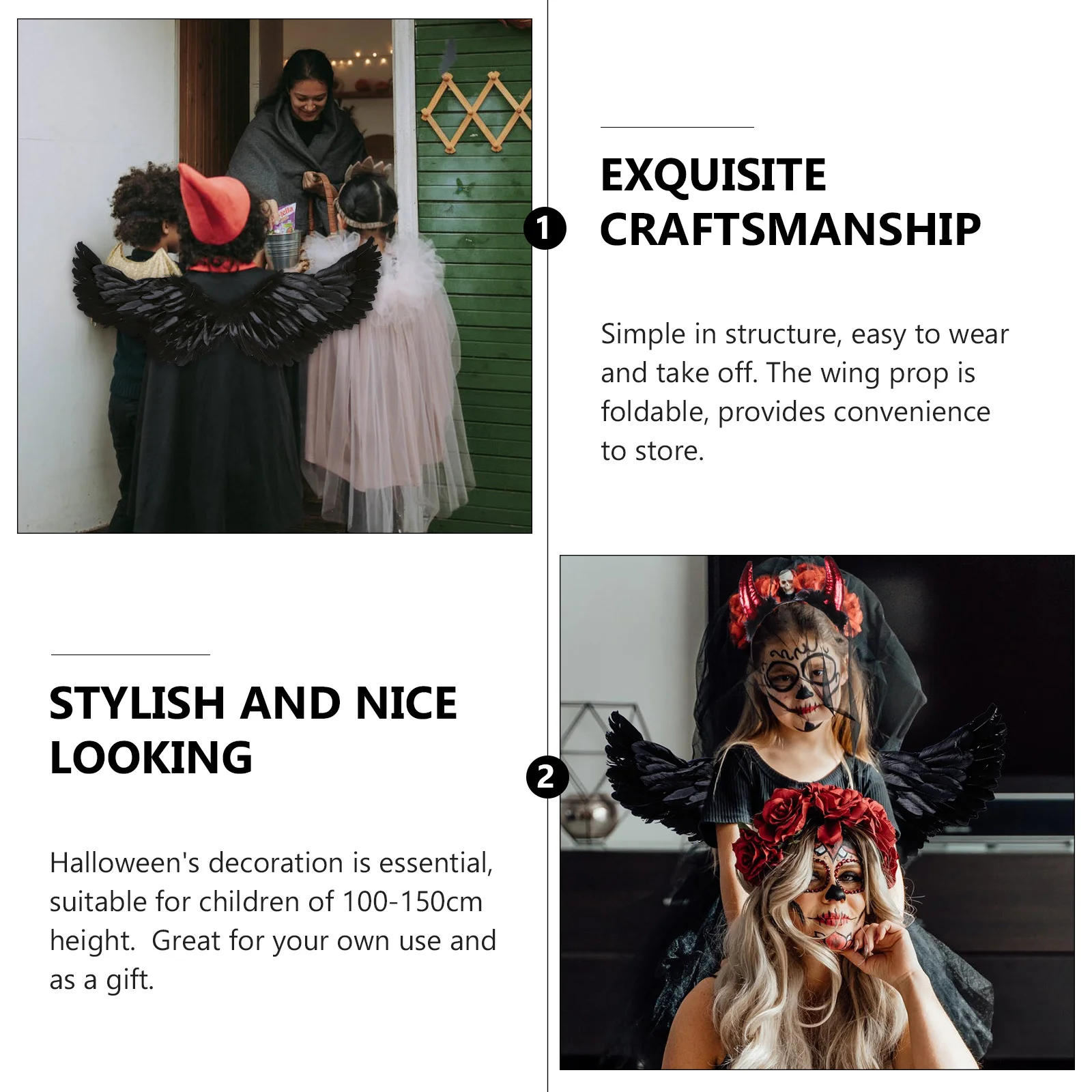 1 Juego de disfraz de diablo con alas para niños, traje de Cosplay para fiesta de Halloween, ropa de escenario, traje de juego de rol para niños, suministro para festivales