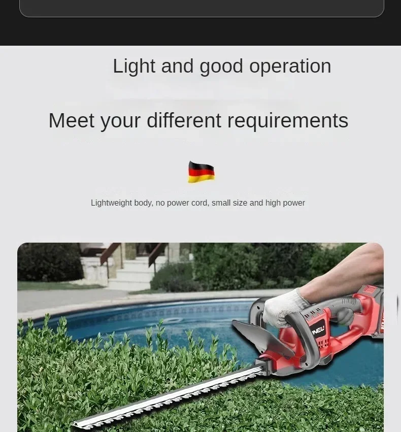 Professional Electric Hedge Trimmer - Cordless Lithium Battery Pruning Shears for Garden and Landscaping