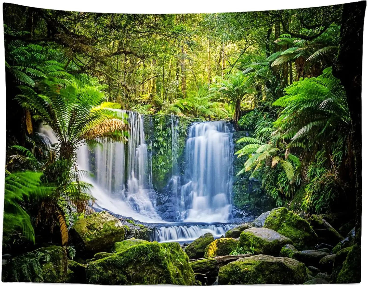Jungle Forest Waterfall Tapestry Tropical Rainforest Scenery Tapestry Cascade Green Trees Nature Landscape Tapestry Wall Mural