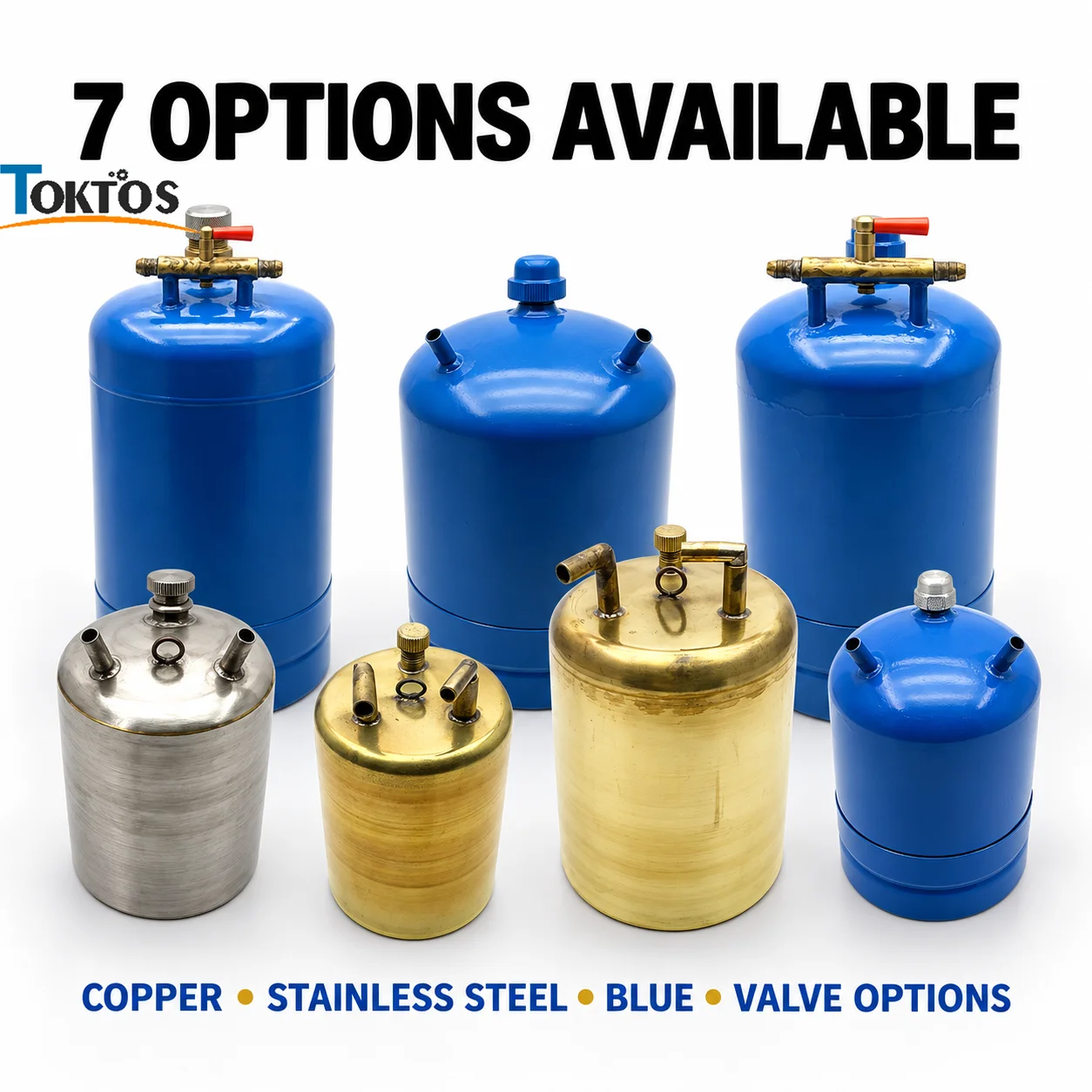 TOKTOS Jewelry Welding Oil Pot Fuel Tank with Gas Valve Stainless Steel Copper Blue Aluminum M L for Torch Soldering Tools