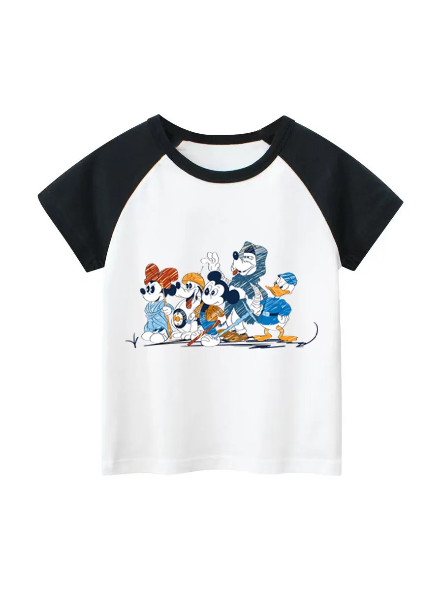 

Boys Streetwear T-Shirt Minnie Mickey Mouse Girls Cotton T-Shirts Novelty Tshirt for Child Summer Fun Pattern Short Sleeve Tops