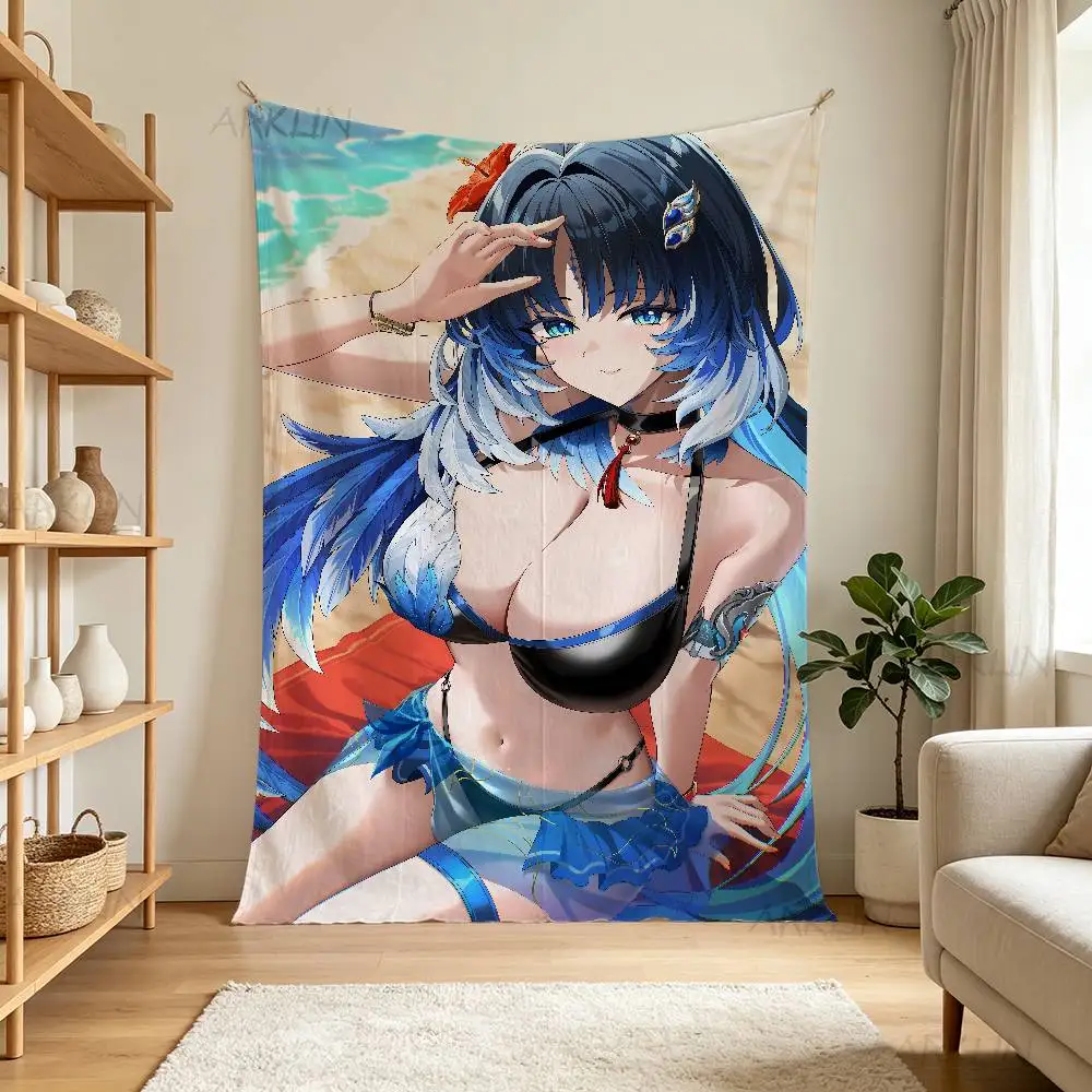 Pretty Anime Girl Yangyang Suisui Tapestry Game Wuthering Waves Wall Hanging Cool Art Aesthetic Bedroom Background Home Decor