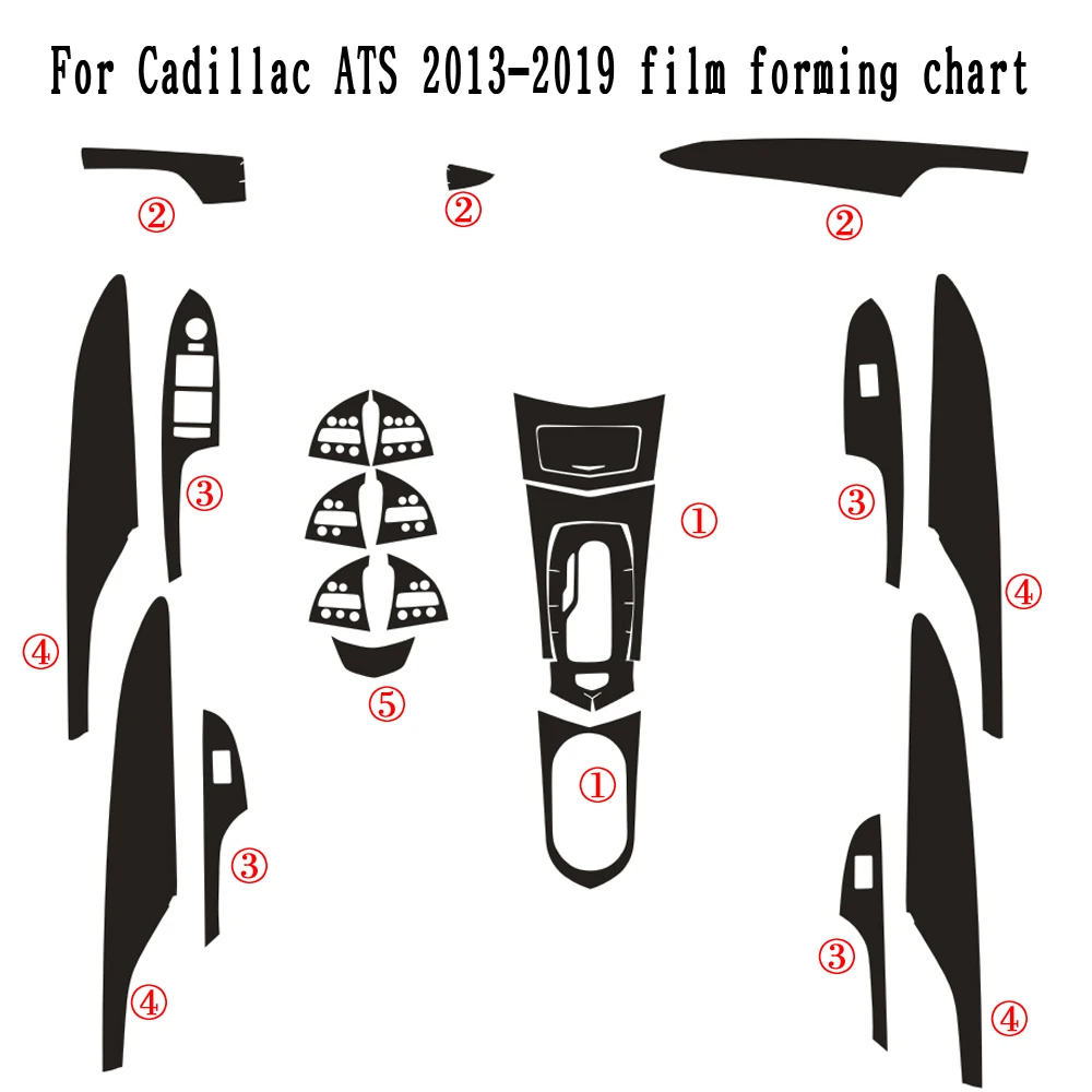 For Cadillac ATS 2013-2019 Interior Central Control Panel Door Handle Carbon Fiber Stickers Decals Car styling Accessorie
