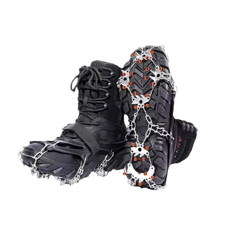 Outdoor Mountaineering Ice Claw Shoe Cover 24 Teeth Anti-Slip Snow Stainless Steel Silicone Anti-Slip for Sports And Outdoors