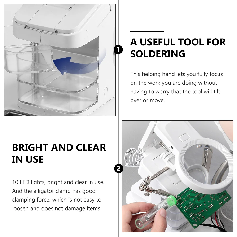 10 LED Multifunctional Soldering Iron Kit Magnifying Mirror Aluminum Alloy Station Desk Magnifier