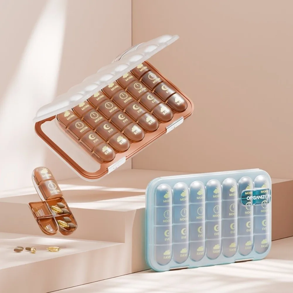 

21 /28 Compartments Pill Organizer Large Capacity 3/4 Times-a-Day Daily Pill Case Separate Grid Reusable Weekly Pill Box