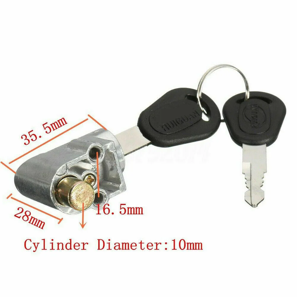 1set Ignition Switch Battery Safety Lock For Motorcycle Electric Bike Scooter With 2 Keys Metal 16.5mm Hole Centers Accessories