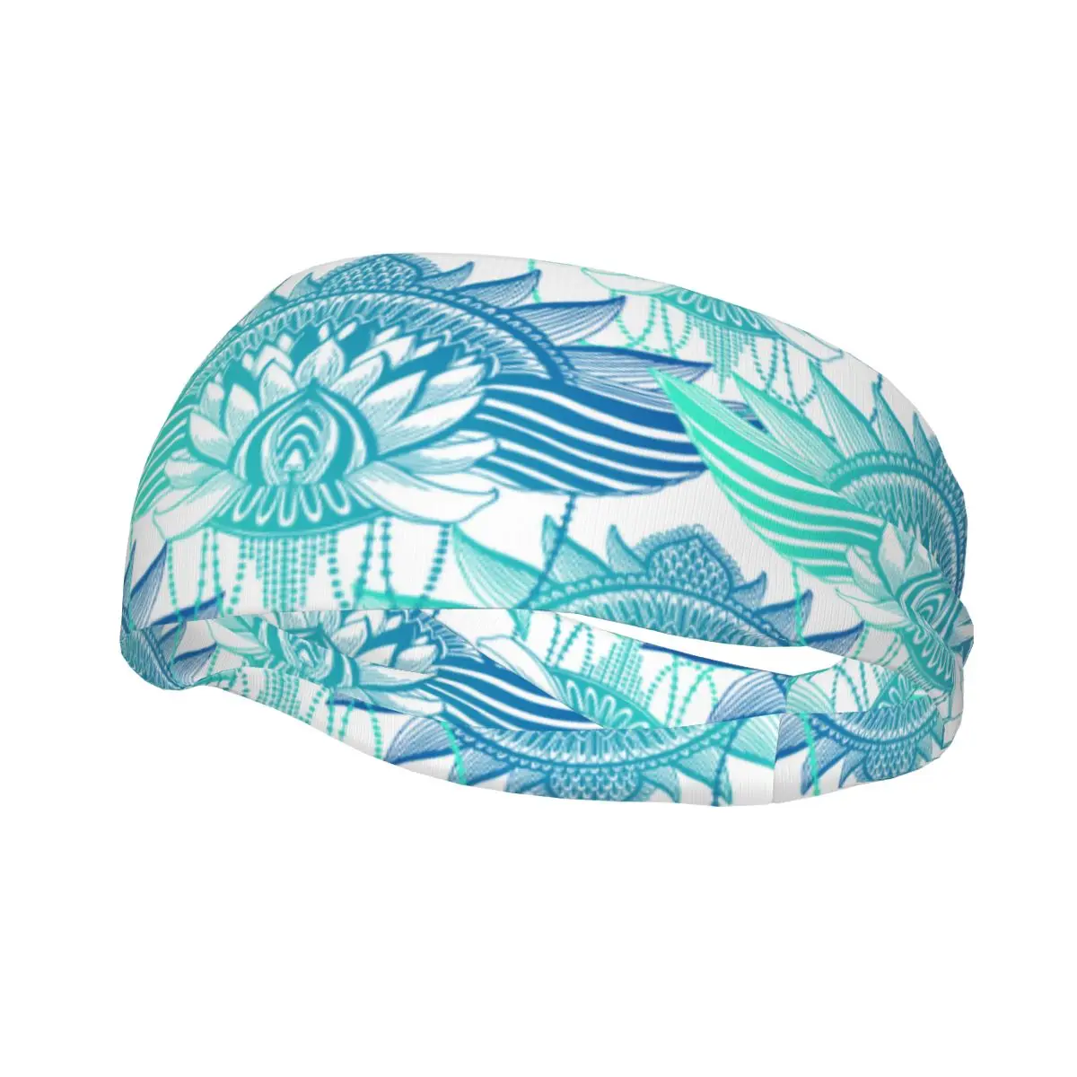 

Повязка на голову для занятий спортом, йогой, фитнесом, эластичная повязка на повязку для волос, эластичная повязка на голову с цветком лотоса, мандалой, этнический абстрактный принт