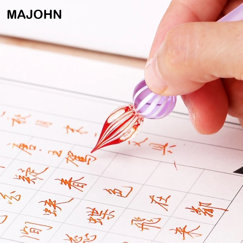 

Majohn Glass Dip Pen Set with Ink Cup Heart Pen Rest for Journaling Calligraphy Drawing School Office Supplies Stationery