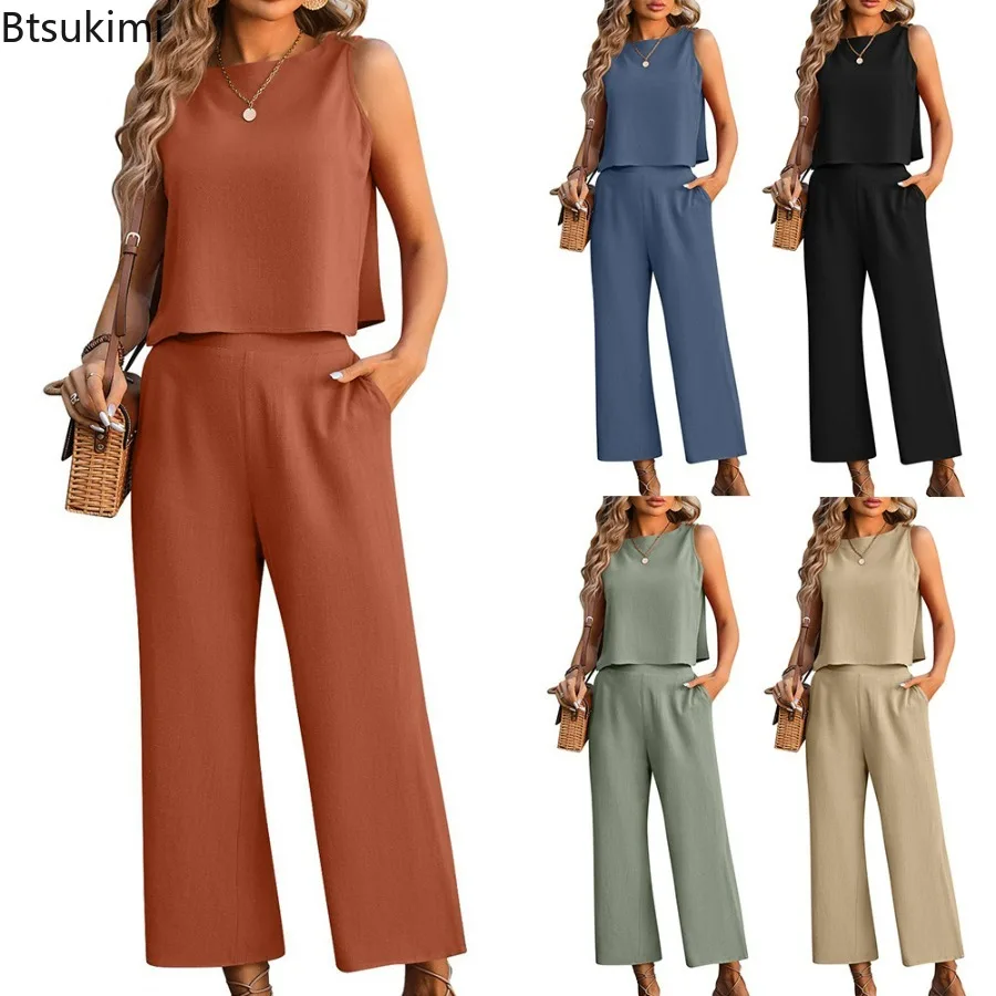 

2024 Women's Summer Clothing Sets 2PCS Elegant Spring Summer Fashion Office Lady Long Sleeve Loose Shirt Blusas and Pants Sets