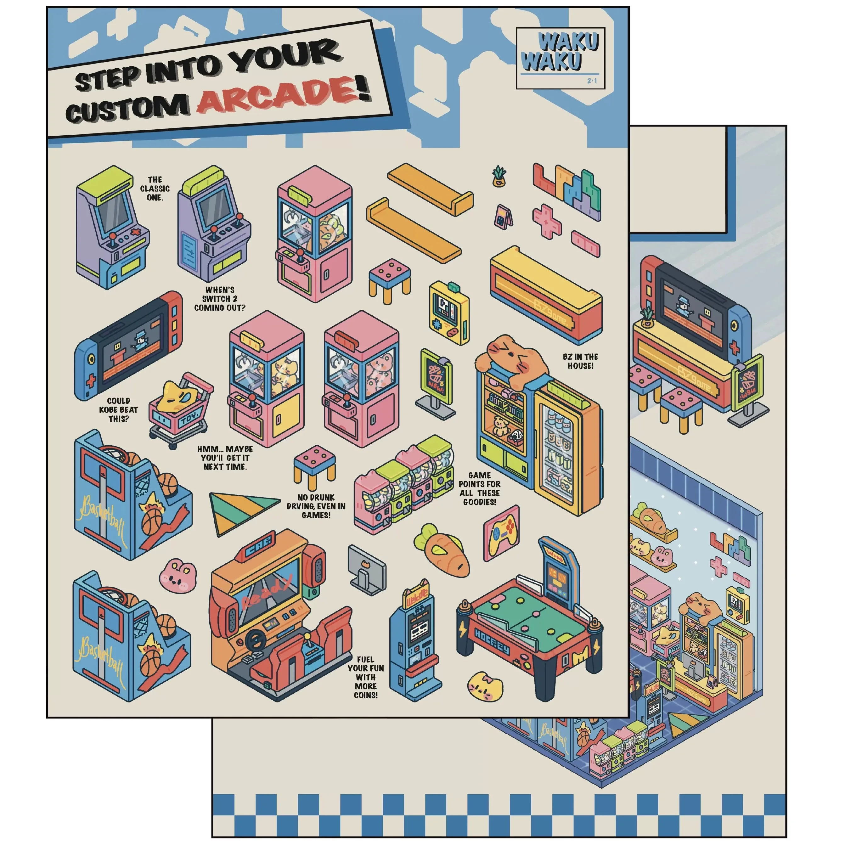 3/6 Pieces WAKU Original Miniature 2.5D 3D Collage Landscape Stickers Set English Edition Pack of