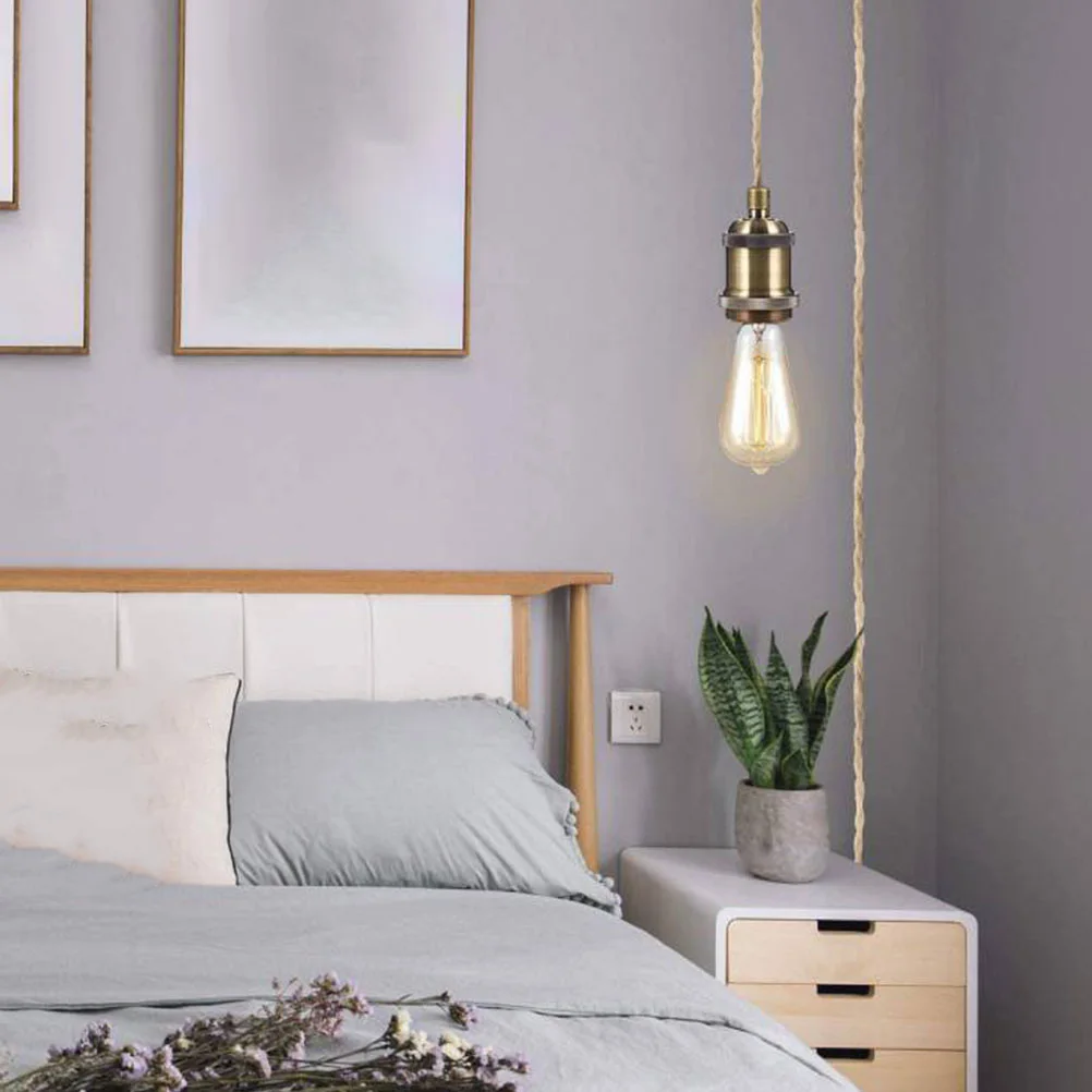 

1Set Vintage Hemp Rope Ceiling Light Rustic Decorative Lamp for Home Hotel Us Plug Coffee Vintage Lights Living Room Light