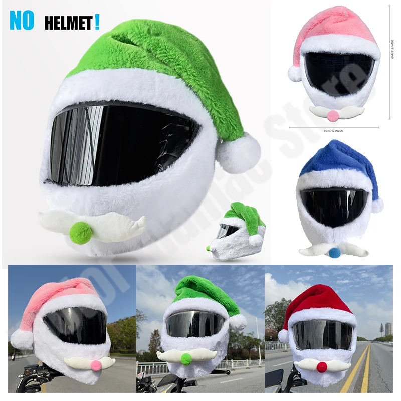 

Рождественский чехол для мотоциклетного шлема, велосипедный шлем Санта-Клауса, анфас, безопасная шапка, гоночная шапка Санта-Клауса, веселое рождественское украшение, подарок