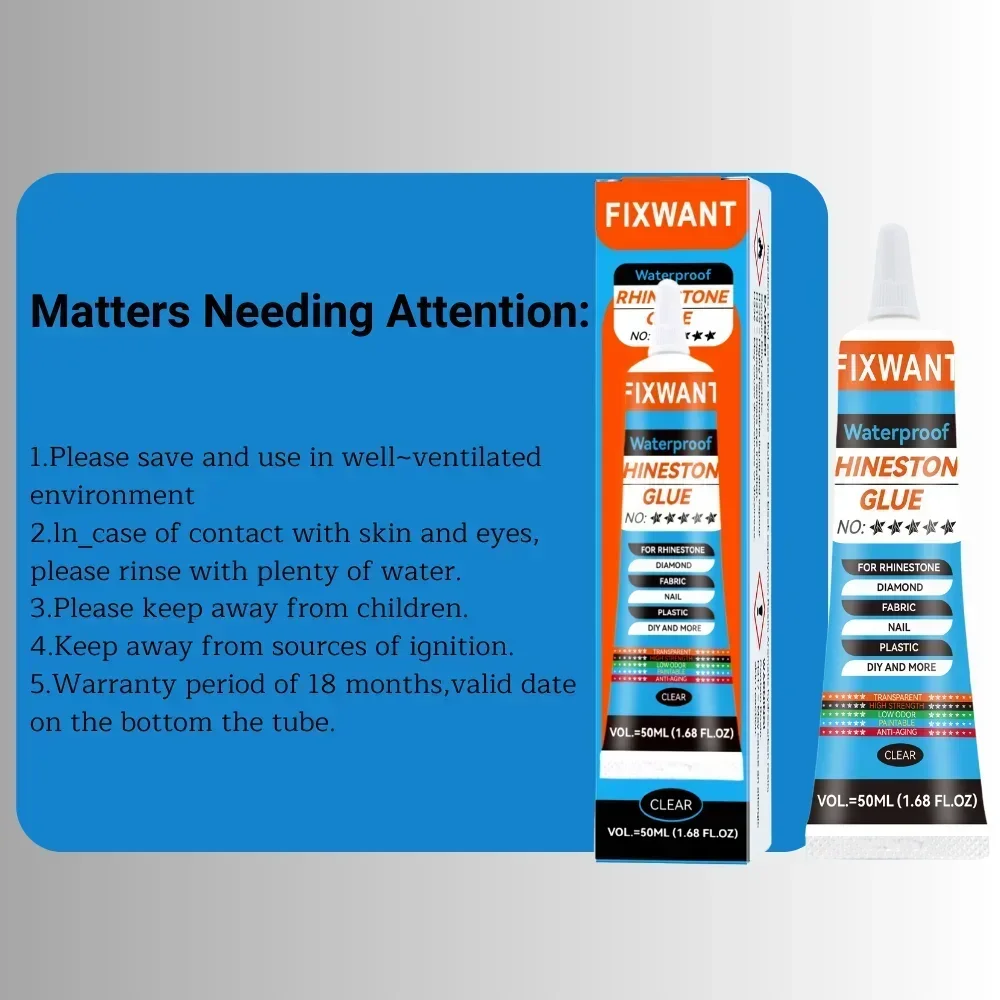 Long-Lasting Rhinestones Glue for Diamond Jewelry Crafts Fabric Fause Nail DIY Adhesive Transparent 50ml