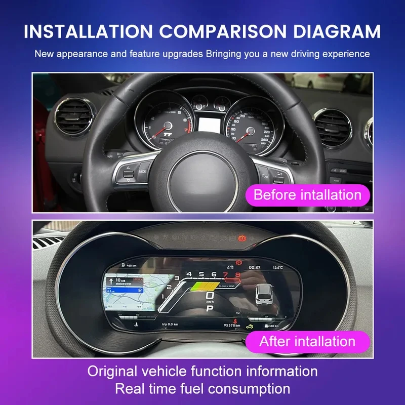Latest 10.25 Car LCD Digital Dashboard Cluster TT 2008 2009 2010-2014 Instrument Paneel Speedometer Virtual Cockpit
